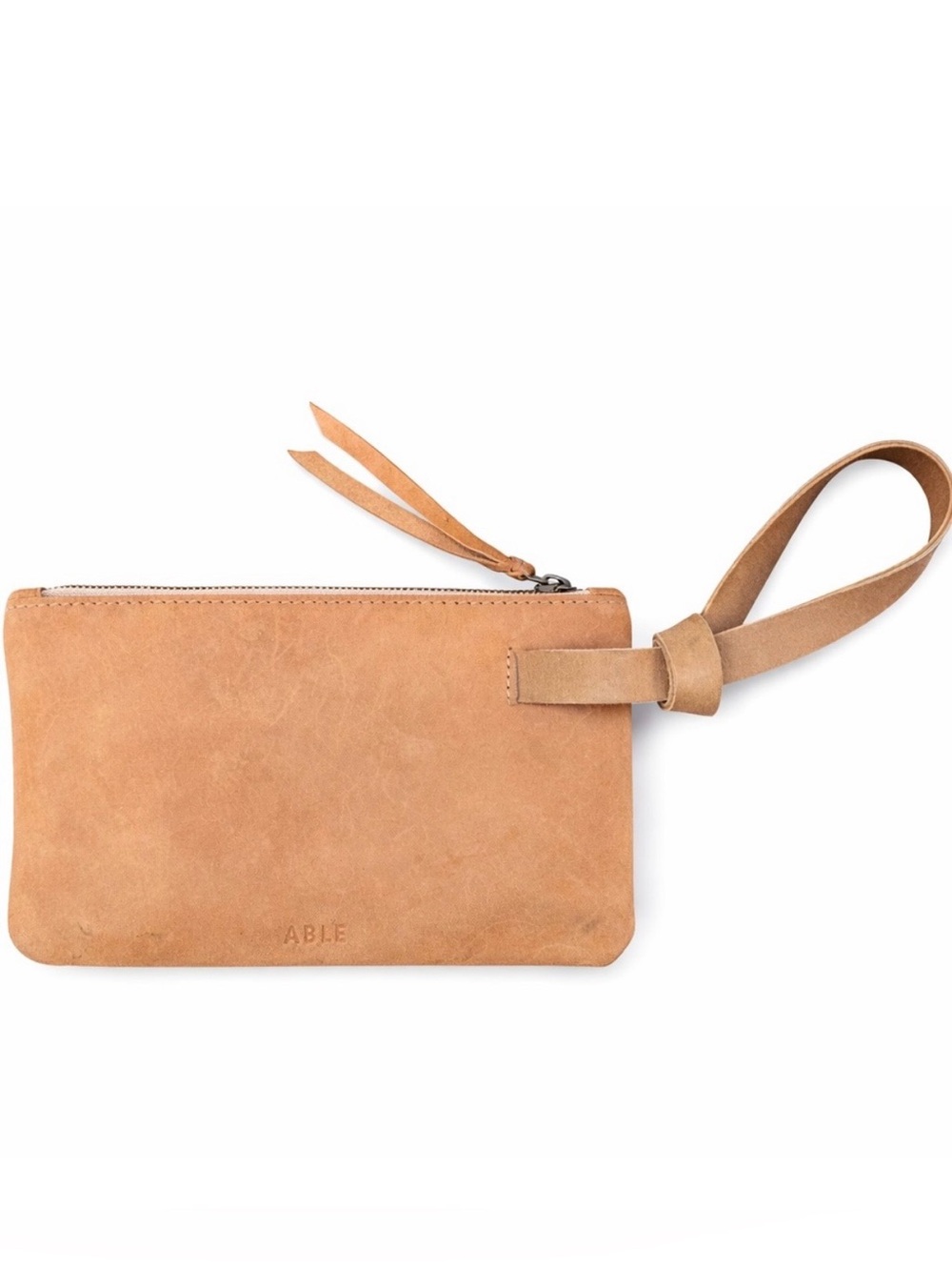 ABLE Rachel Nubuck Leather Wristlet Clutch Sand‎ Tan